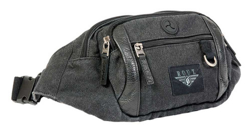 ROUT Voyager Messenger Bag, Washed Black Cotton Canvas & Leather Trim  RC10525 