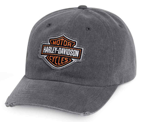 Harley-Davidson® Men's Bar & Shield Frayed Logo Baseball Cap, Gray