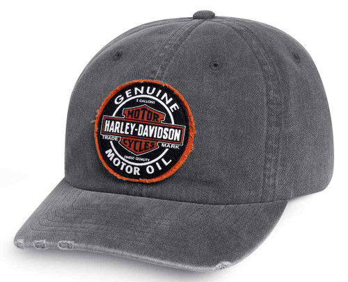 H-D MUSEUM【Harley-Davidson】Men's Vintage Motor Oil Cap Harley Davidson Genuine Motor Oil Hat Adjustable. Black