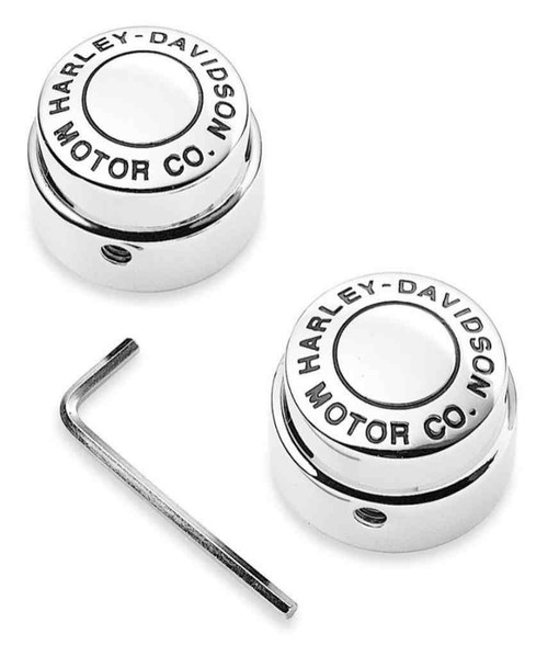Harley-Davidson® Motor Co. Front Axle Nut Covers, Chrome Finish