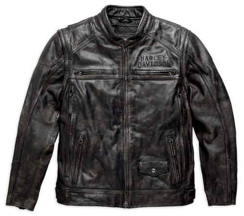 Harley-Davidson® Men's Ironwood Convertible Leather Jacket, Black