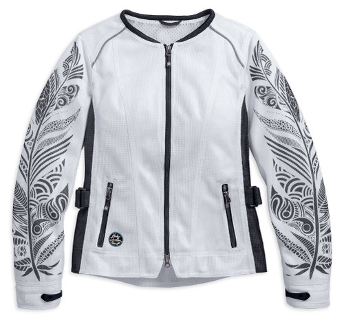 Harley-Davidson® Women's Siege Mesh Zippered Riding Jacket, White