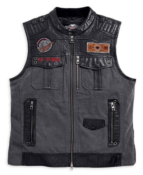 Harley-Davidson® Men's Victor Textile & Leather Zippered Vest