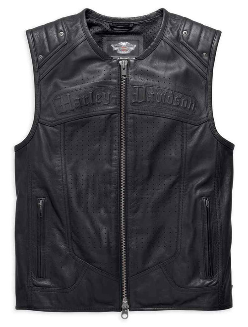 Harley-Davidson® Men's Tremor Genuine Leather Zippered Vest, Black ...