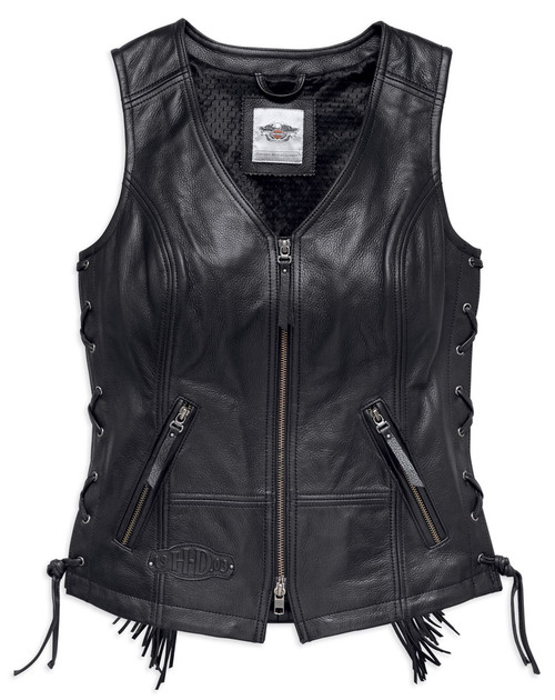 Harley-Davidson® Women's Boone Fringed Side Lace Leather Vest 