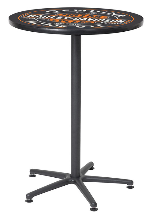 Harley-Davidson® Oil Can Bar & Shield Round Cafe Table, Black
