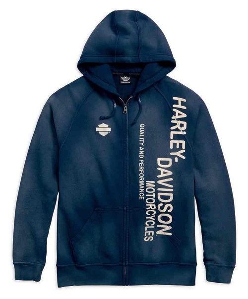 Harley-Davidson® Men's Washed Skull Zippered Hoodie, Dark Indigo