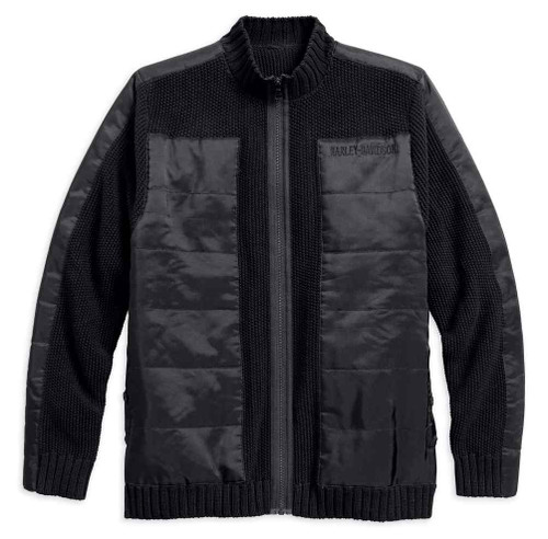 Harley-Davidson® Men's Overlay Heavyweight Zipper Sweater, Black