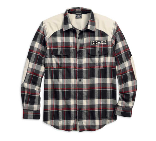 Harley-Davidson® Men's Elbow Patch Plaid Flannel Long Sleeve