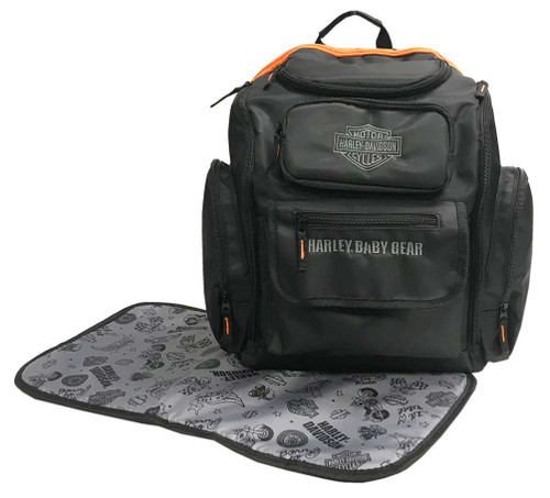 baby bag backpack black leather On The Go Nappy Bundle Experience the ultimate in baby essentials storage with our BabbleRoo Leather Diaper Bag Backpack Harley-Davidson Baby Embroidered Bar &