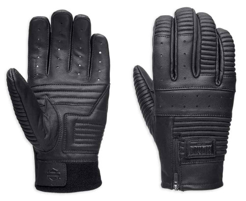 Harley-Davidson® Men's Stormy Leather Full-Finger Gloves, Black