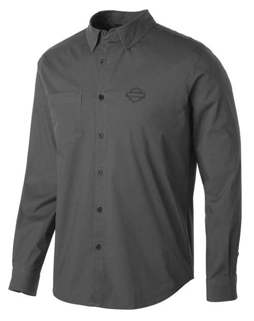 Harley Davidson® Mens Stretch Long Sleeve Slim Fit Shirt Gray 99150 19vm Wisconsin Harley 