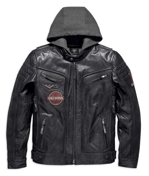 Harley-Davidson® Men's Marmax Racing 3-IN-1 Leather Jacket, Black