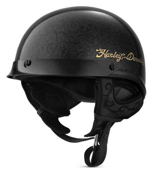 ヴィンテージ　オストハイマー　バイソン Harley-Davidson® Men's Wheeler Flames M04 Half Helmet, Matte