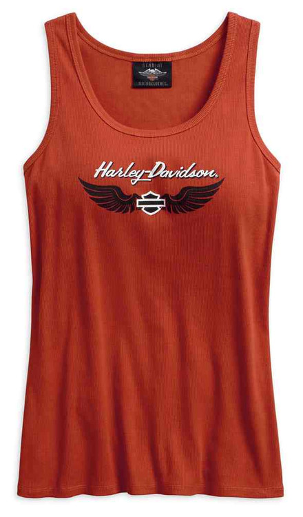 Harley-Davidson® Women's Winged Logo Sleeveless Tank Top, Orange 96350 ...