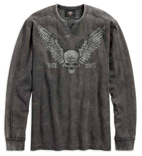 HarleyDavidson® Men's Winged Skull Waffle Knit Long Sleeve Shirt 96575