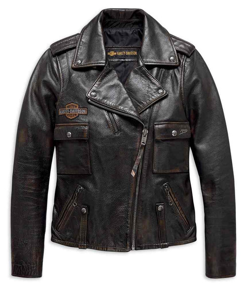 ⚫︎ダークチェリー⚫︎Harley-Davidson レザージャケット Harley-Davidson® Men's Triple Vent Detonator Distressed Leather