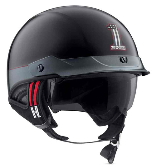 Harley-Davidson® Men's #1 Sun Shield J03 Half Helmet, Black/Steel