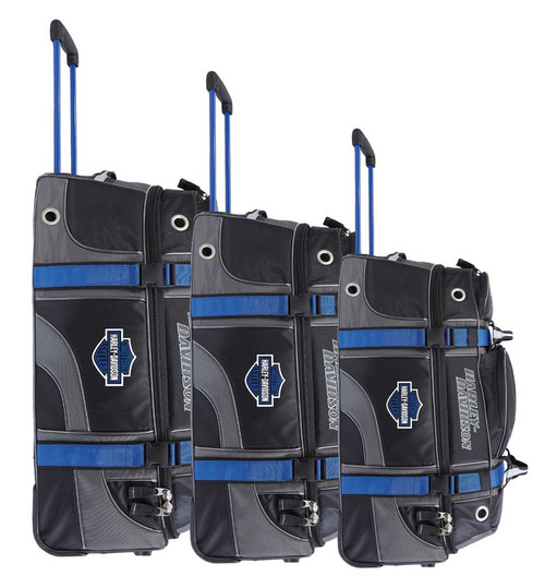 Harley Davidson Blue Black Wheeled Water Resistant Lightweight Travel Luggage Wisconsin Harley Davidson