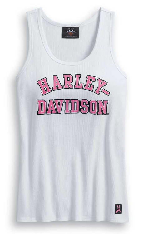 Harley-Davidson® Womens Pink Label Rib-Knit Sleeveless Tank Top, White ...