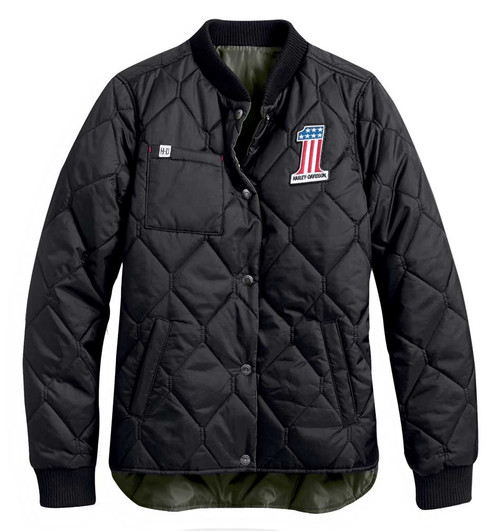 Harley-Davidson® Women's Reversible Quilted Jacket, Black/Green