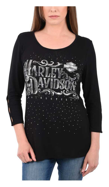 Harley-Davidson® Women's Blackboard Distressed Embellished 3/4