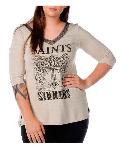 Liberty Wear Women's Saints and Sinners Thermal Long Sleeve Top