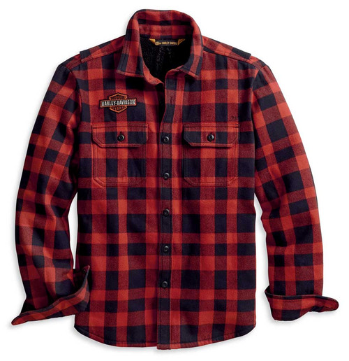 Harley-Davidson® Men's Sherpa Lined Long Sleeve Plaid Shirt Jacket ...