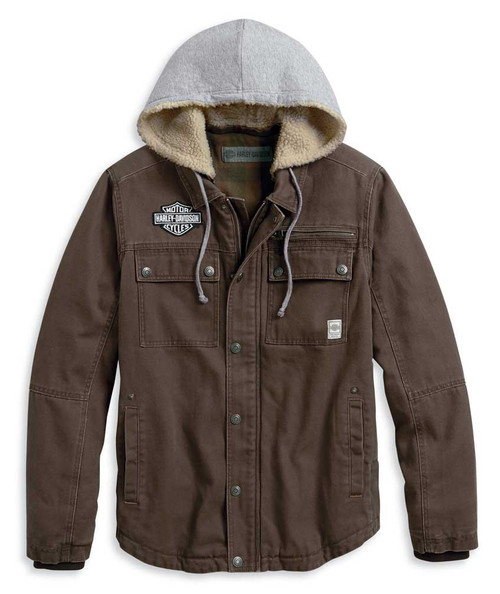 Harley-Davidson® Men's Zip-Off Hood Workwear Casual Jacket, Brown