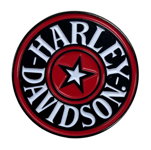 Harley-Davidson® 1.25 in. H-D Red Star Circle Pin, Black & Red