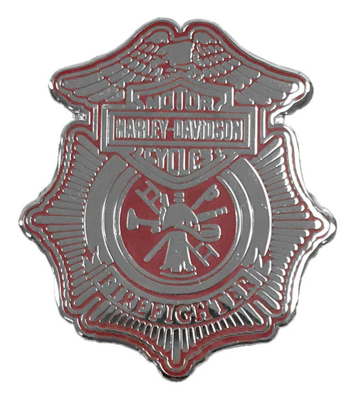Harley-Davidson® 1.25 in. Firefighter Shield Pin, Shiny Silver