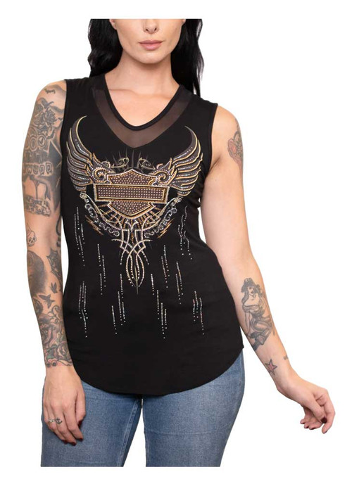 Harley-Davidson® Women's Embellished Winged B&S Mesh Back