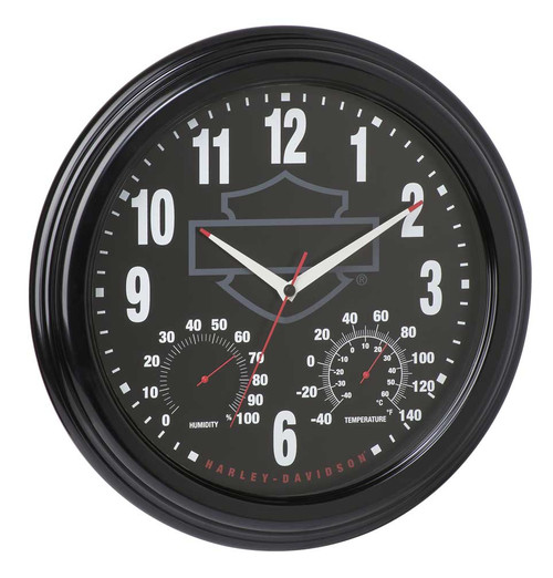 Harley-Davidsonの時計 Harley-Davidson® Bar & Shield Outdoor 3-IN-1 Clock / Thermometer