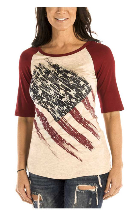 Liberty Wear Women's Patriotic Pride 3/4 Raglan Sleeve Baseball Tee ...