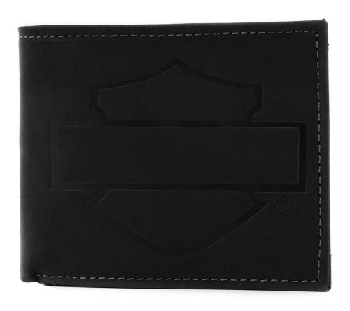 Harley-Davidson® Men's Refuel Bi-Fold Leather Wallet w/ RFID Protection -  Black