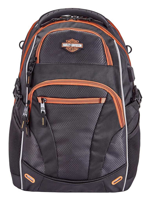 HARLEY-DAVIDSON バックパック 黒/オレンジ Harley-Davidson® Renegade II Hi-Tech External USB Port Backpack