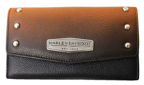 Harley-Davidson® Women's Ombre Effect Leather Satchel Purse - Orange & Black