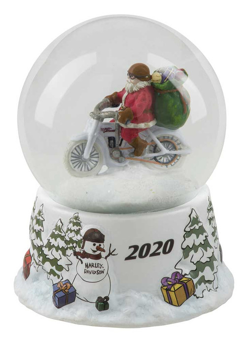 Harley-Davidson® Winter 2020 Sculpted Biker Santa Glass Snow Globe HDX-99177