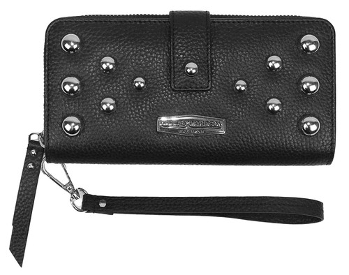 Harley-Davidson Women's Heavy Metal Studded Genuine Leather shoulder Purse  Black