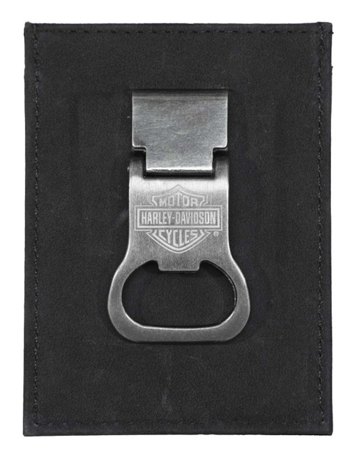HarleyDavidson® Men's B&S Front Pocket Money Clip Leather Wallet
