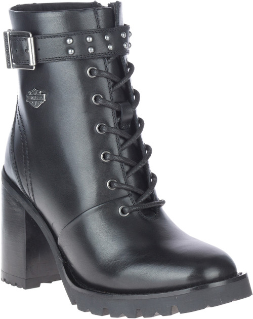 Harley-Davidson スタッズ付きショートブーツ Harley-Davidson® Women's Adina 3.75-Inch Heeled Black Motorcycle