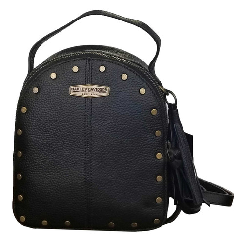 Harley-Davidson Women's Midnight Rider Leather Shoulder Crossbody Purse - Black