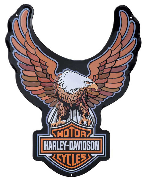 Harley-Davidson® Embossed Tin Sign, Bar & Shield Eagle Shaped