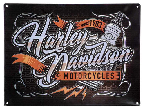 y2k❤️ Harley Davidson スカル ロゴ ホルターネック キャミ Harley-Davidson® Rectangle Tin Sign, Embossed Spark Plug Design