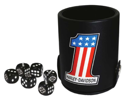 Harley-Davidson® #1 RWB Logo Dice Cup Game Set, Leatherette