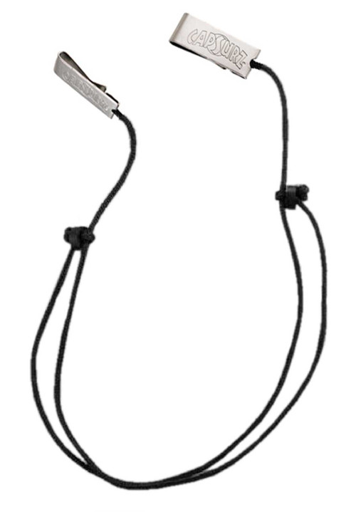 CAPSURZ Nylon Beads Black Cord Cap Clip Adjustable To Fit Any Hat