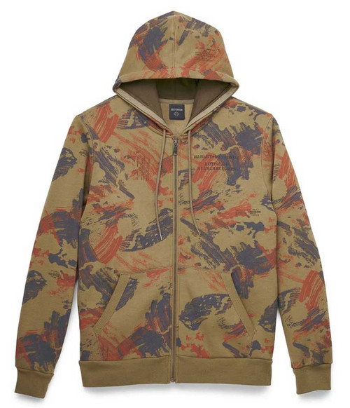 Harley-Davidson® Men's Oil Camo Print Full Zip-Up Hoodie