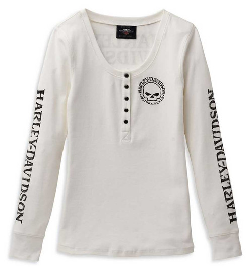 Maglia Harley-Davidson® Women's Forever Fierce Stripe Women's Henley - YD Stripes - Black Beauty