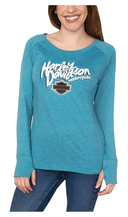 Harley-Davidson® Women's Sum Drawn Long Sleeve Raglan Poly