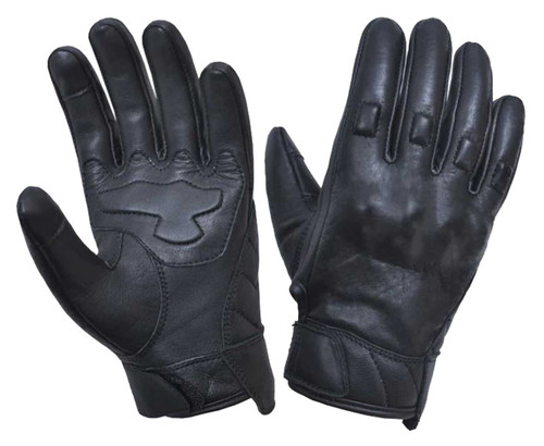 Mil-Tec Men's Fingerless Leather Gloves Black